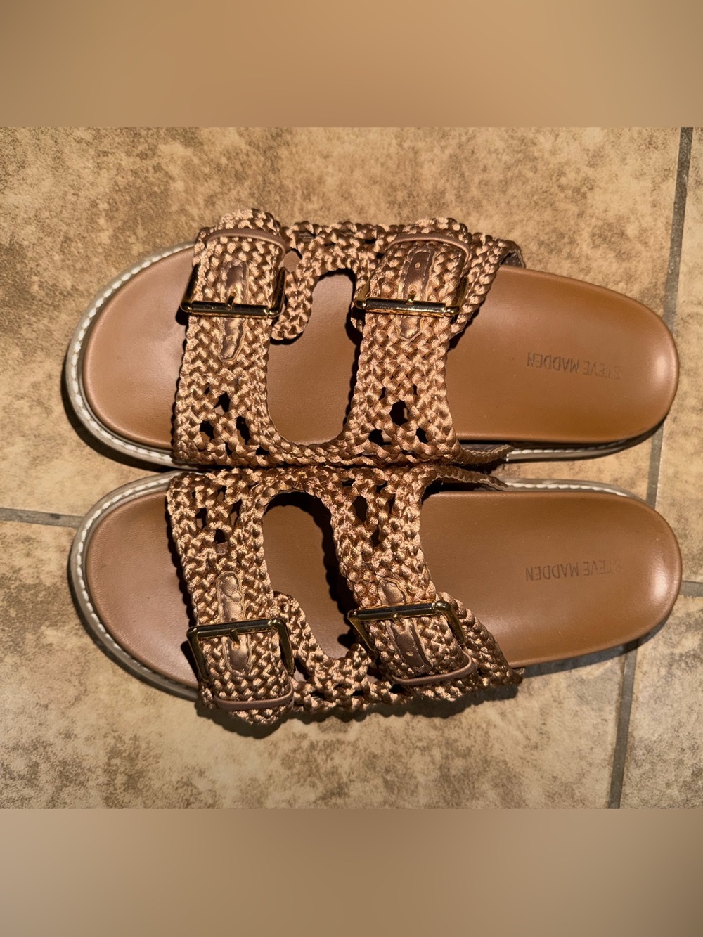 Steve Madden Woven Slide Sandals in Brown Like New